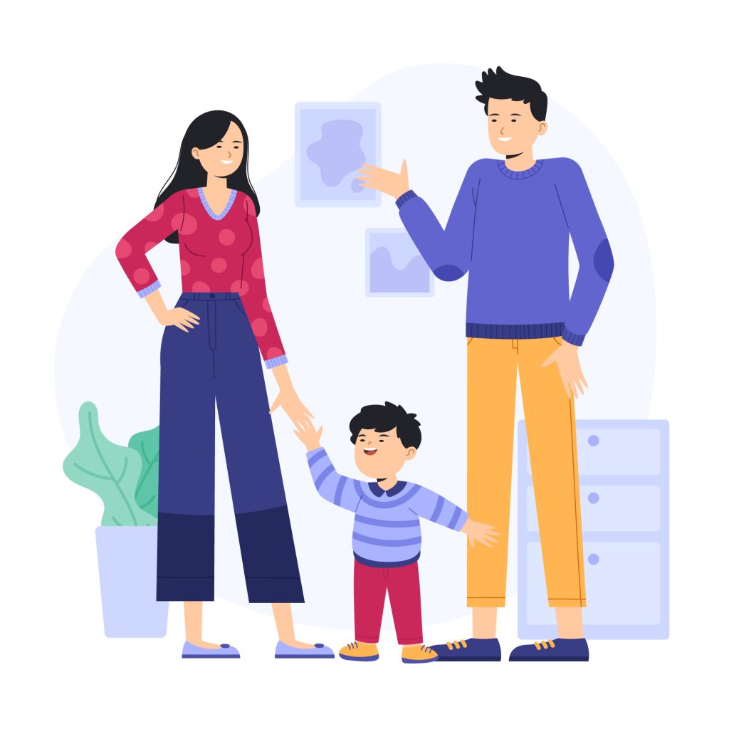 a family taking about good manners for their kids